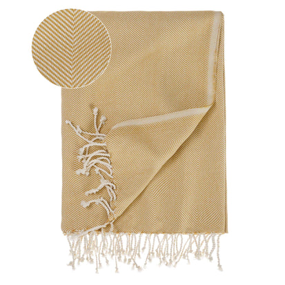Laza Hammam Towel mustard & white, 100% cotton